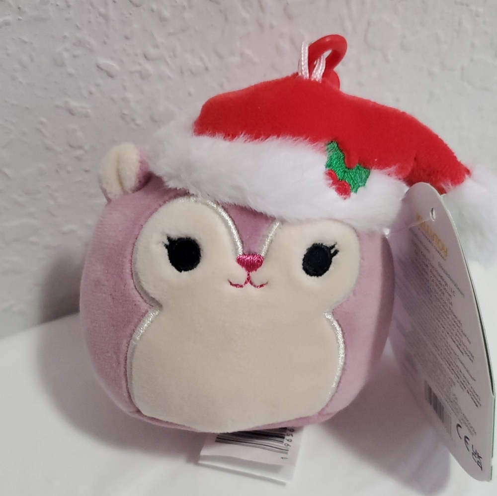 Squishmallows Allina, Christmas Squirrel, 3.5" Clip